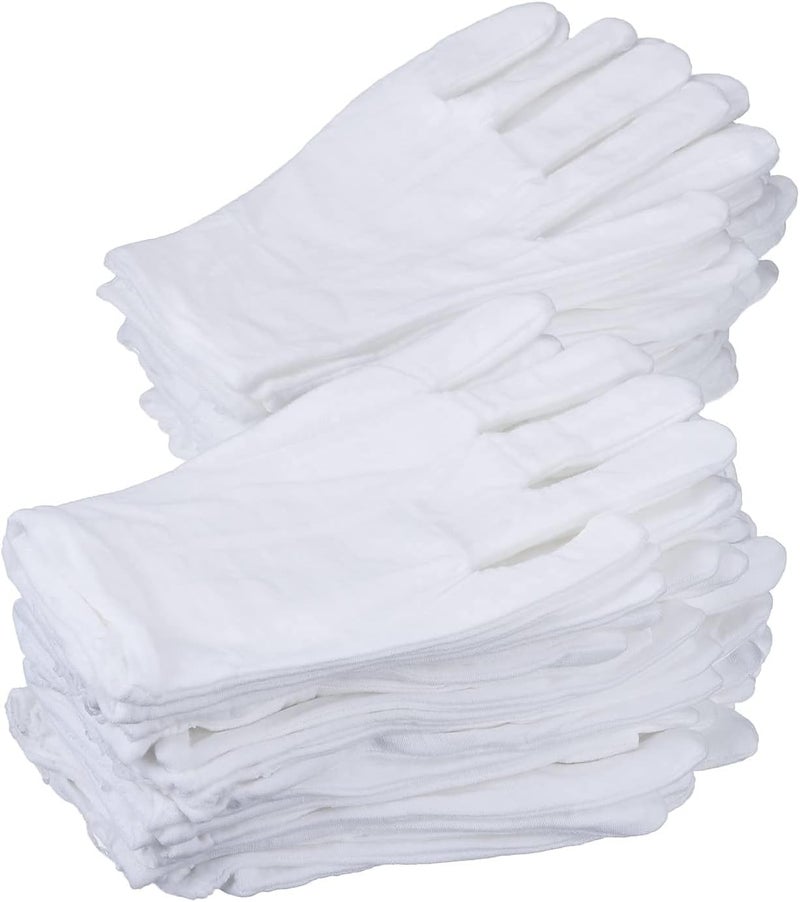 eBoot 12 Pairs White Cotton Gloves Soft Cloth Dust Gloves for Serving Inspection Costume Work Glove Liners for Serving Costume InspectionMedium  - Image 1