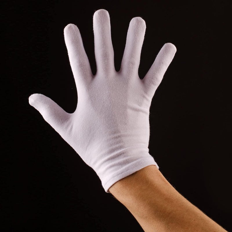 eBoot 12 Pairs White Cotton Gloves Soft Cloth Dust Gloves for Serving Inspection Costume Work Glove Liners for Serving Costume InspectionMedium  - Image 3