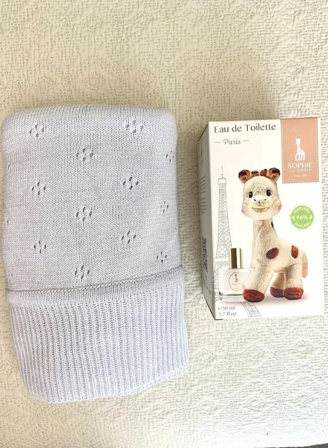 إيلي جونيور Elli Junior- Cute Newborn Gift Set Grey - perfume / blanket with Gift Box