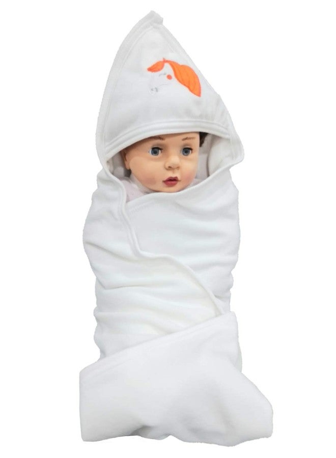 BRANDONN Baby Boy's and Girl's Terry Cotton Baby Bath Towel Cum Baby Wrapper Towel (Blue, White and Mango, 0-2 Years) - Combo of 3 - Image 4