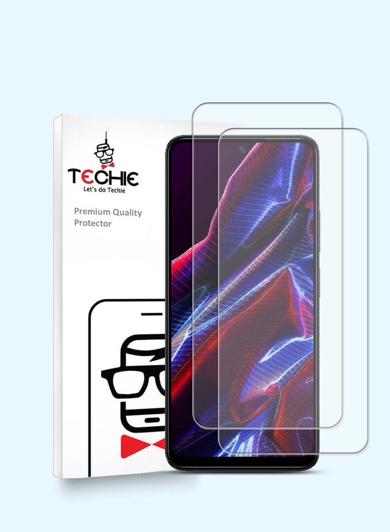 Techie 2 قطع واقي شاشة زجاجي مقسى HD لهاتف Xiaomi Poco X5 - ضد الانعكاس ضد الفقاعات صلابة 9H سمك 0.33 مم حواف مدورة سهل التركيب - Image 1