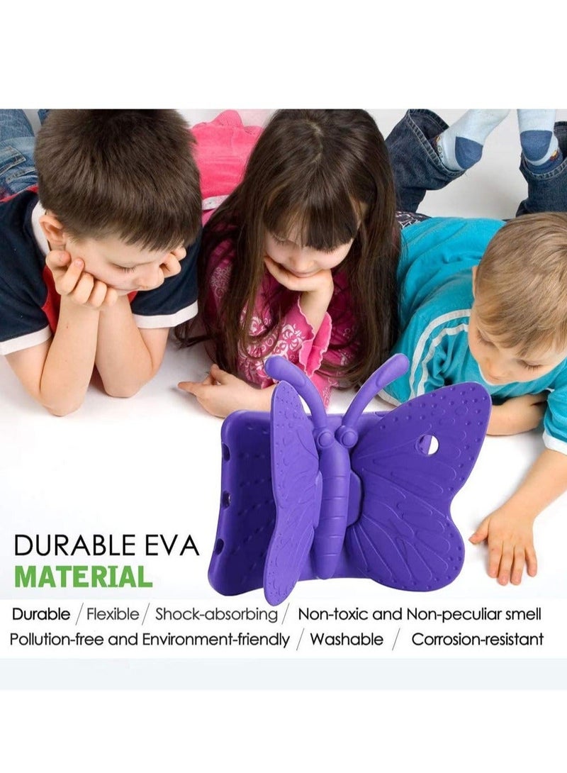 راكسوم جراب iPad الجيل السادس للأطفال، جراب iPad 9.7، جراب خفيف الوزن مقاوم للصدمات من إسفنج EVA وحامل واقي للأجهزة اللوحية لجهاز Apple iPad Air/ Air 2 iPad 9.7 2017/2018 - فراشة لطيفة، أرجواني - Image 5