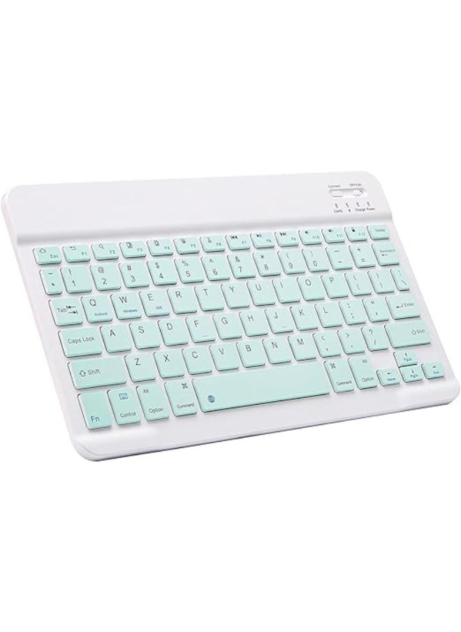 Generic - Ultra-Slim Bluetooth Keyboard, Rechargeable, Wireless Small Size, 150 Hours Battery Life, Arabic/English Keys, Compatible with Tablets and Smartphones, iOS & Android (10-inch, Light Green) - Image 1