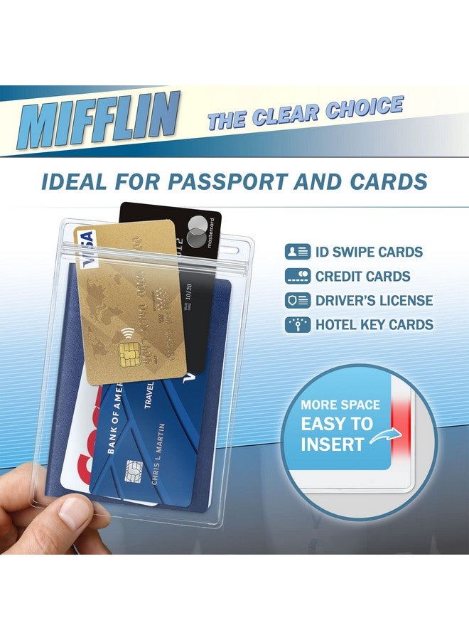 MIFFLIN -Usa Passport & Card Holders (Clear, 4X6 Inch, 50 Pack), Extra Large (Xxl) Id Name Badge Holder, Waterproof Vertical Plastic Card Holders - Image 2