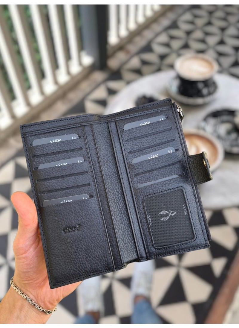 VISSO 903 Genuine Leather Personalized Phone Compartment Zippered Coin Compartment  - Image 4