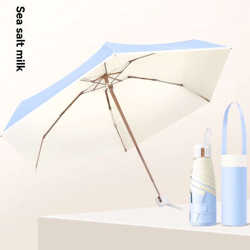 50% off six-bone sunscreen and UV protection parasol, small fresh chrome-plated handle color glue umbrella. - Image 1