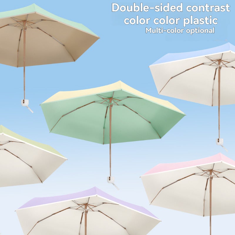 50% off six-bone sunscreen and UV protection parasol, small fresh chrome-plated handle color glue umbrella. - Image 2
