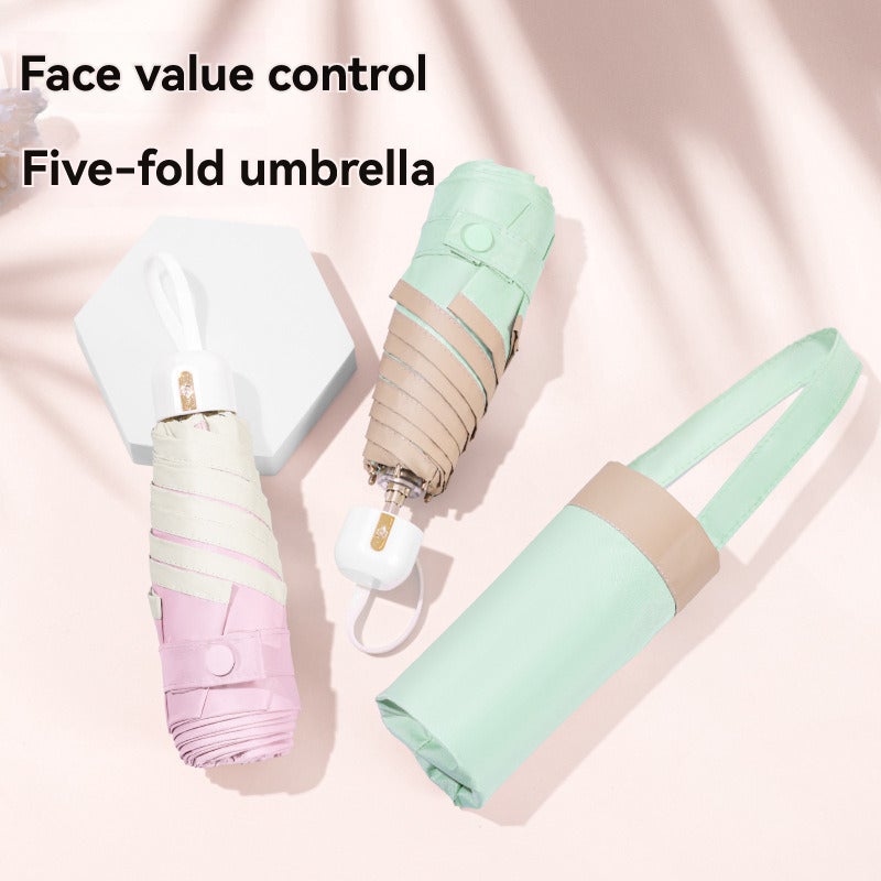 50% off six-bone sunscreen and UV protection parasol, small fresh chrome-plated handle color glue umbrella. - Image 3