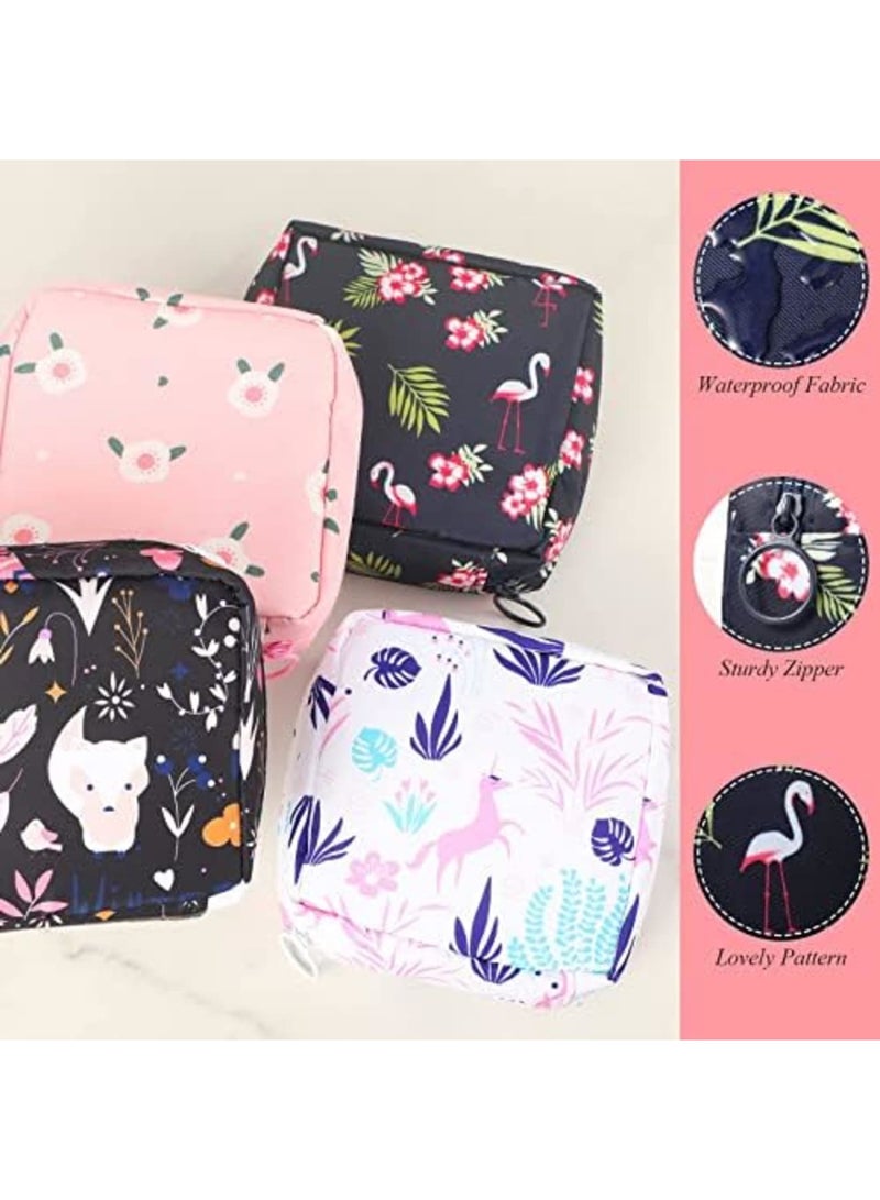 Luckam حقيبة تخزين الفوط الصحية، حقيبة فوط الدورة الشهرية بسحاب، حقيبة تخزين فوط صحية محمولة لحفظ السدادات القطنية في الحقيبة، مجموعة الدورة الأولى للفتيات المراهقات لتخزين الفوط الصحية للنساء (4 قطع) - Image 5
