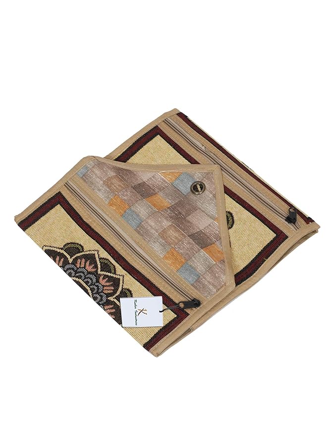 Kuber Industries Flower Design Cotton Wall Hanging Magazine Holder Gold Ctktc34500 - Image 2