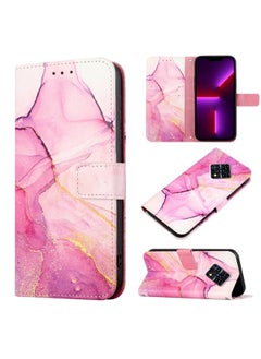 HuHa Case Cover For For Infinix Zero 8 X687 PT003 Marble Pattern Flip Leather Phone Case(Pink Purple Gold LS001) 