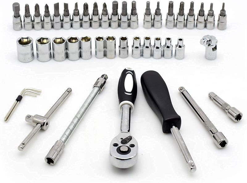DIP 46 in 1 Pcs Tool Kit & Screwdriver set and Precision Socket Set Wrench Set Multi Purpose Combination Tool Case, Multicolour - Image 4