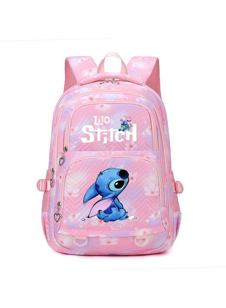 Stitch cartoon print embossed large capacity schoolbag for primary and secondary school students cute backpack light and fashionable backpack 31*43*16CM - Image 1