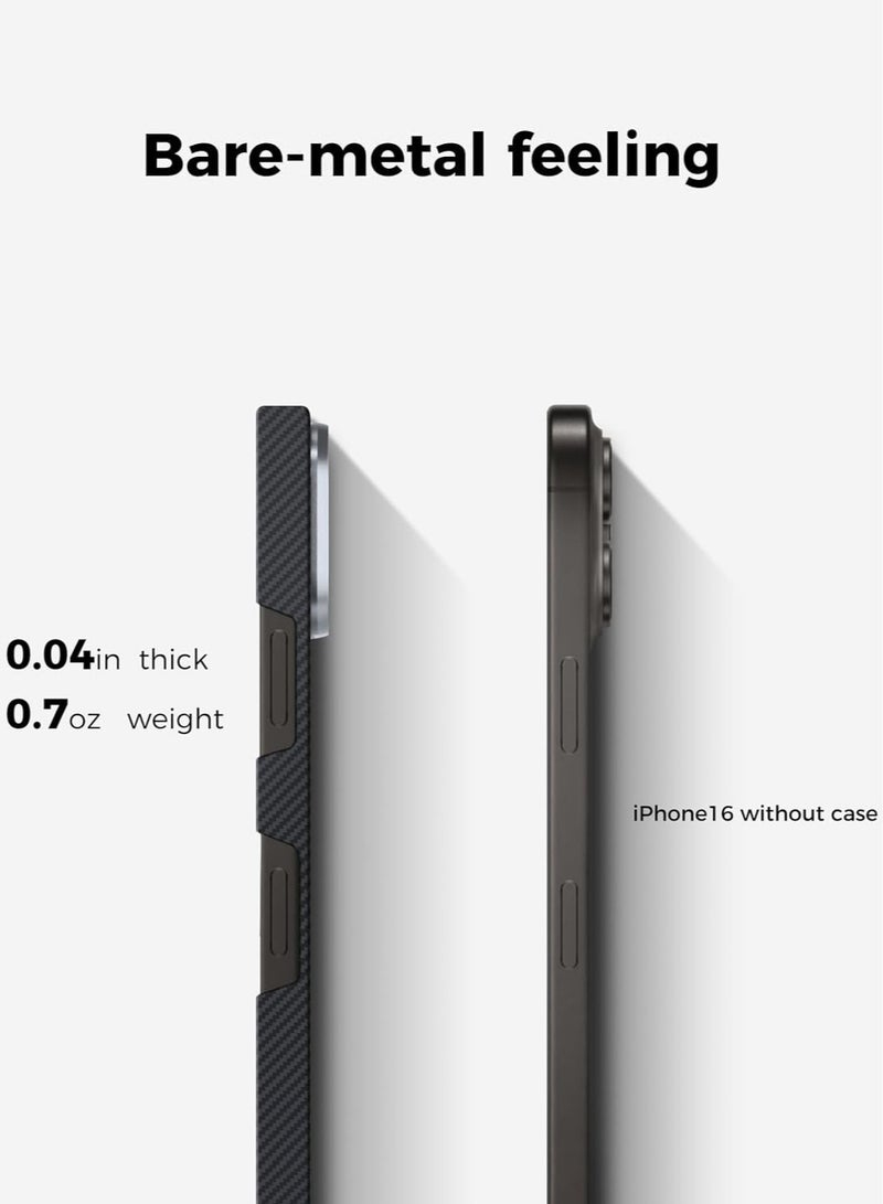 MONOCARBON Real 600D Aramid Fiber MagSafe iPhone 16 PRO Case Cover [ULTRA SLIM] Lightweight Anti-Scratch - Matte Black - Image 5