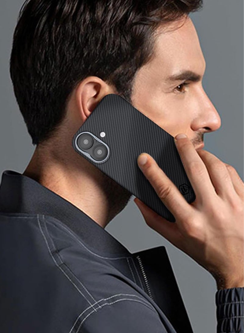 MONOCARBON Real 600D Aramid Fiber MagSafe iPhone 16 PRO Case Cover [ULTRA SLIM] Lightweight Anti-Scratch - Matte Black - Image 3