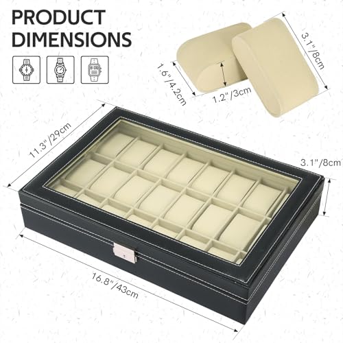 MYFULLY Watch Case 24 Slot Leather Watch Box Case/Jewelry Box/Watch Jewelry Display Storage Wristwatch Jewelry Portable Travel Case Organizer - Image 2