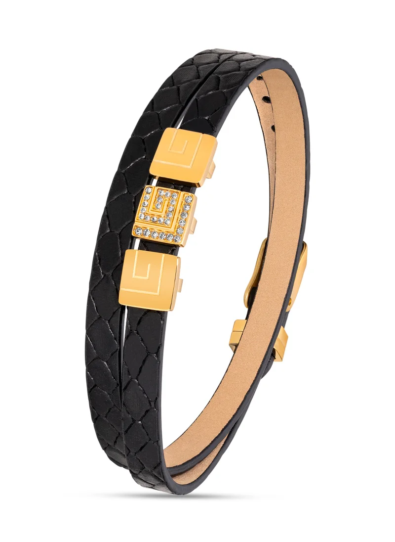 غاي لاروش Guy Laroche Elise Black and Gold Plated Bracelet for Women