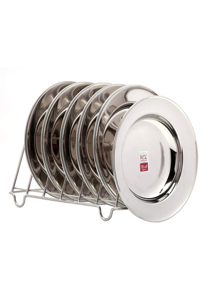 KCL KCL Stainless Steel Soup PlatesBreakfast PlatesIdly Plates Dimension 10 Inches Depth 1 inches Set of 6 Quantity  - Image 1