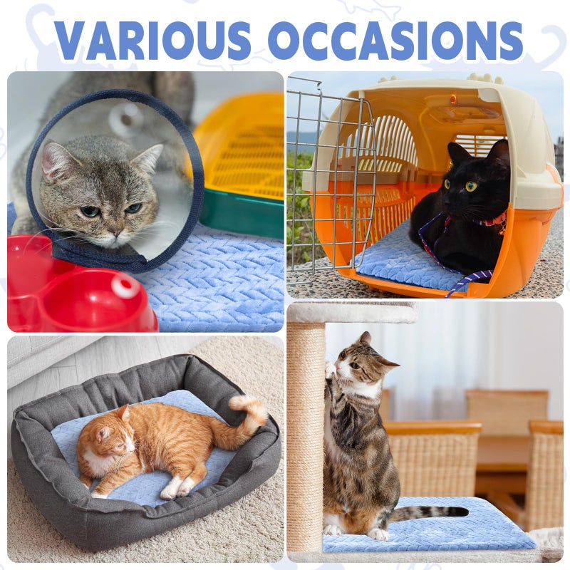 Drydiet 4 Pack Self Warming Cat Bed Mat Self Heating Pad for Dog Extra Warm Winter Pet Pad Washable Thermal Pads Mats for Pets Indoor Outdoor(Blue,16 x 20 Inch) - Image 4