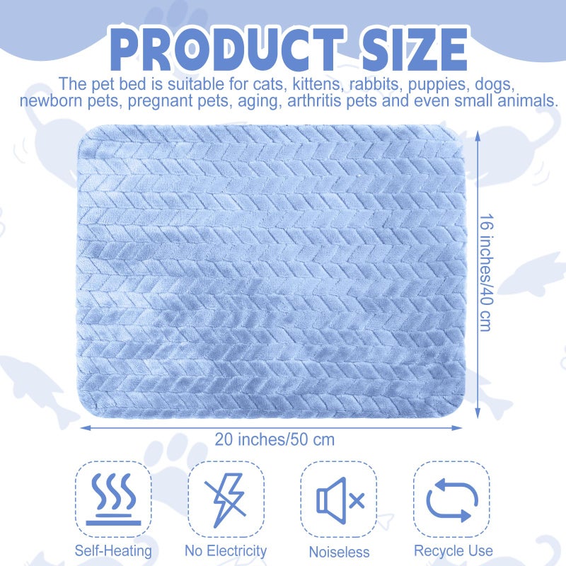 Drydiet 4 Pack Self Warming Cat Bed Mat Self Heating Pad for Dog Extra Warm Winter Pet Pad Washable Thermal Pads Mats for Pets Indoor Outdoor(Blue,16 x 20 Inch) - Image 2