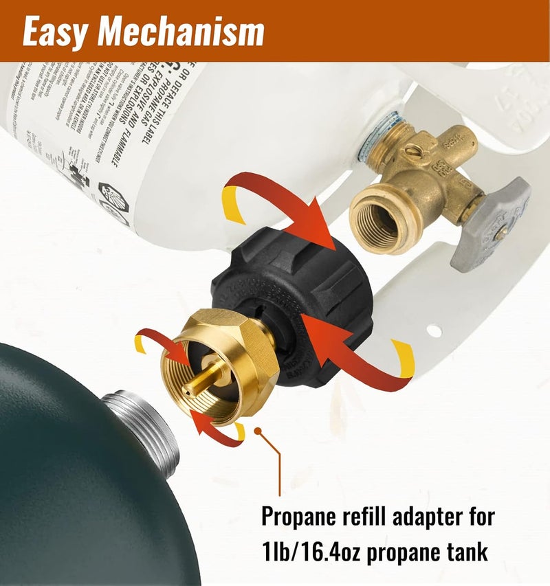 CALPOSE Propane Refill Adapter, Fill 1 Pound Bottles from 20lb Tank, Fits QCC1 / Type1 Propane Tank and 1 lb Throwaway Disposable Cylinder Propane Bottle Connector - Image 3