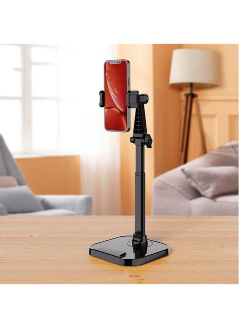 Mobile Desktop Stand, Pull-up Selfie Telescopic Stand, Metal Live Streaming Stand, Rotating Lazy Person Prone Shooting Stand, Black