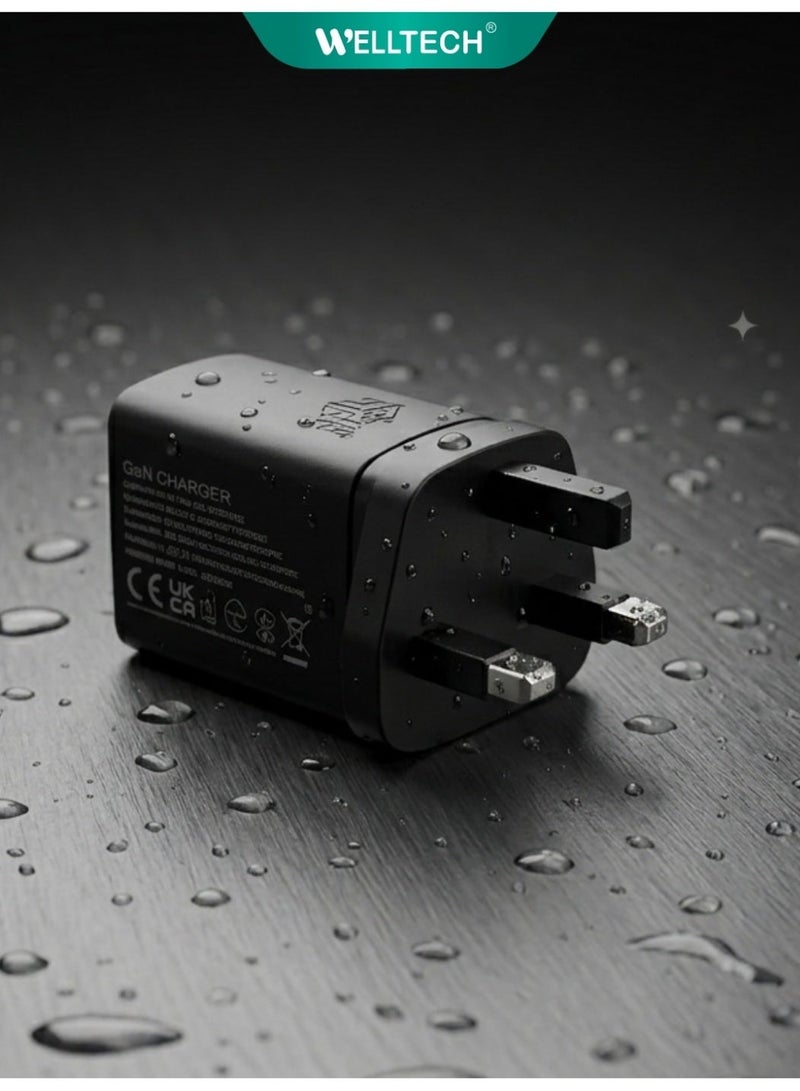 WELLTECH 120W GaN Fast Charger 3 Port USB-C PD + USB Multi Port Power Adapter for Laptop MacBook iPhone Samsung Ultra Fast Charging – Welltech GaN120 - Image 2