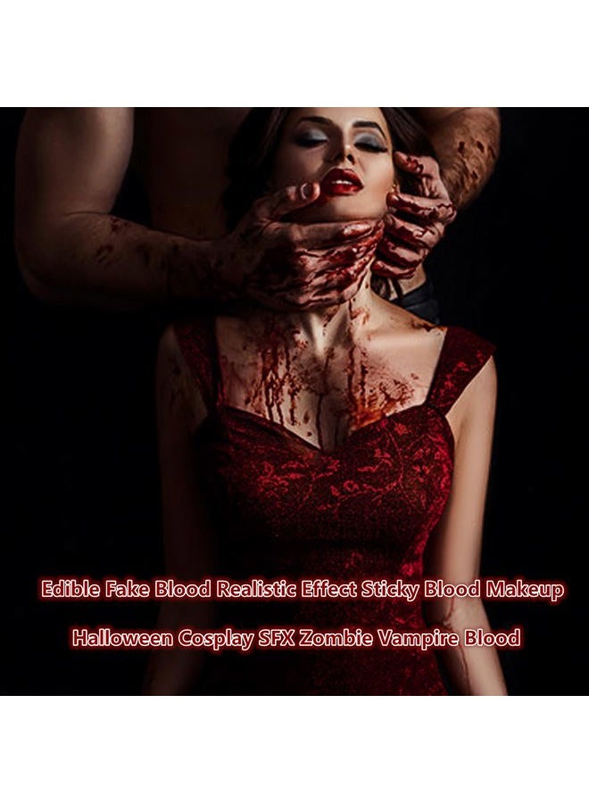 Go Ho Halloween Fake Blood Washable(0.5 oz),Dripping Fake Blood with Brushes,Edible Fake Blood Makeup for Eyes Drips Teeths Mouth Nose Bleeds,Cosplay SFX Zombie Vampire Blood - Image 4