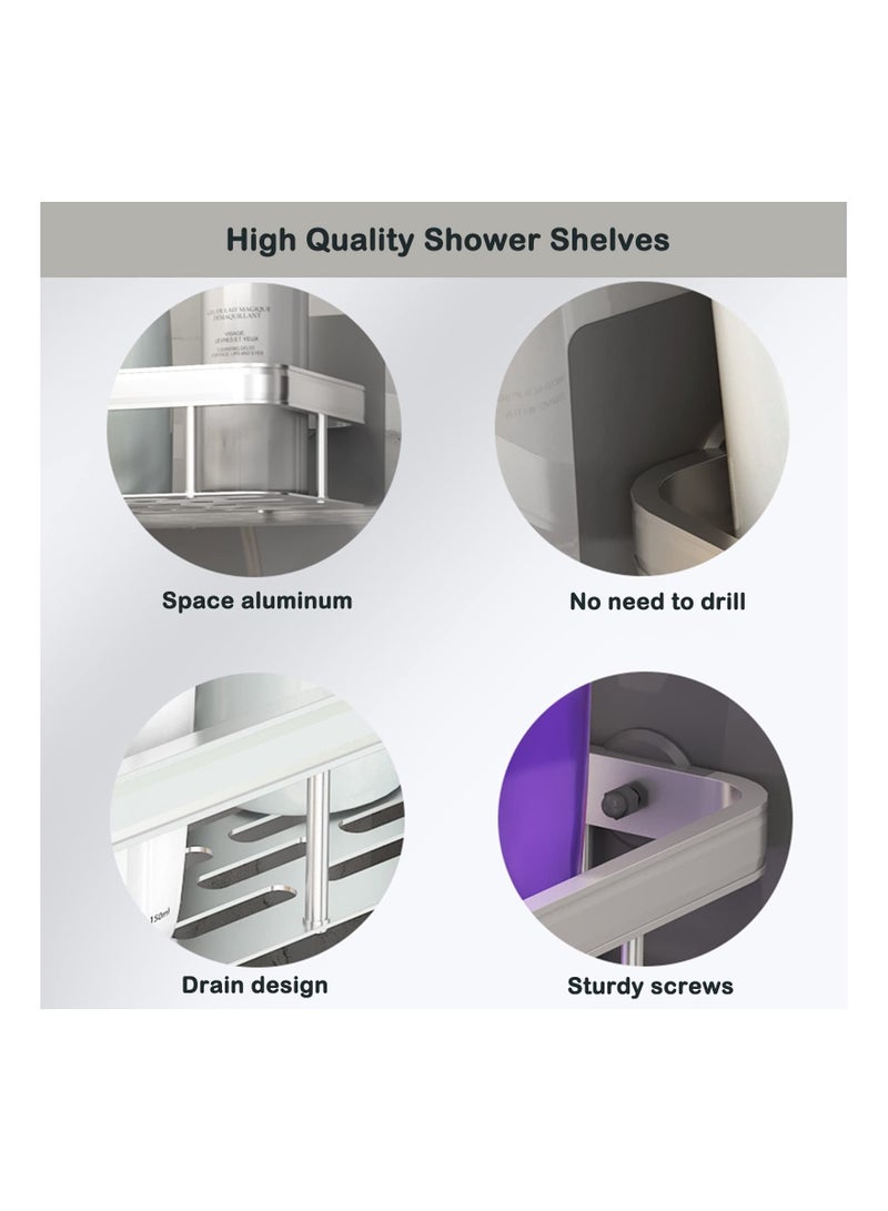 SYOSI 2 Pack Shower Caddy Shelf, No Drilling Traceless Adhesive Shelf Wall Mounted, Storage Organizer Rack Basket for Bathroom, Lavatory, Washroom, Restroom, Shower, Toilet, Kitchen Black - Image 3