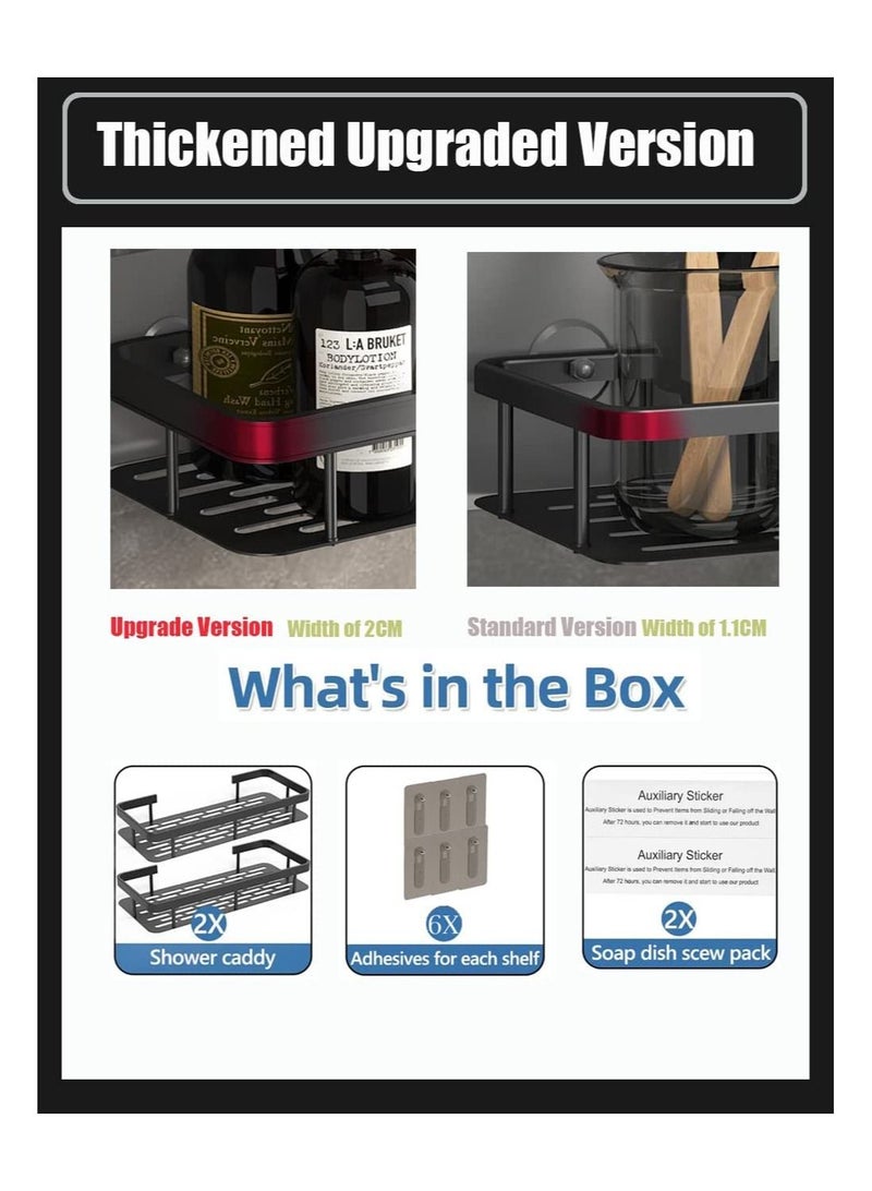 SYOSI 2 Pack Shower Caddy Shelf, No Drilling Traceless Adhesive Shelf Wall Mounted, Storage Organizer Rack Basket for Bathroom, Lavatory, Washroom, Restroom, Shower, Toilet, Kitchen Black - Image 2