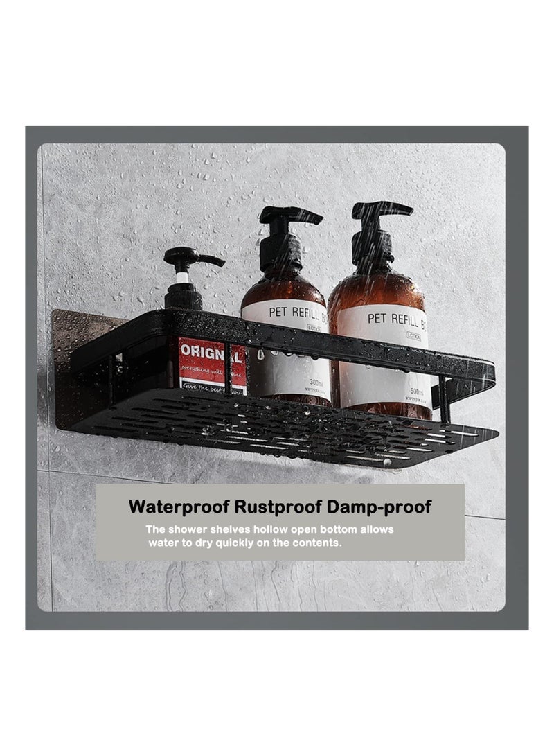 SYOSI 2 Pack Shower Caddy Shelf, No Drilling Traceless Adhesive Shelf Wall Mounted, Storage Organizer Rack Basket for Bathroom, Lavatory, Washroom, Restroom, Shower, Toilet, Kitchen Black - Image 4