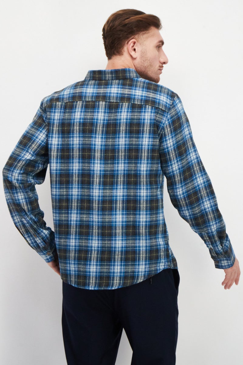 Sovereign Code Men Regular Fit Plaid Long Sleeves Casual Shirt, Blue Combo - Image 2