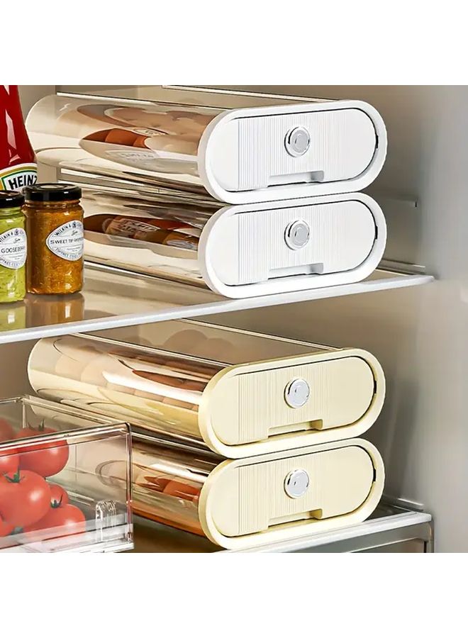Multi Layer Stackable White Drawer Rolling Egg Storage Box For Refrigerator Door 1pc - Image 5