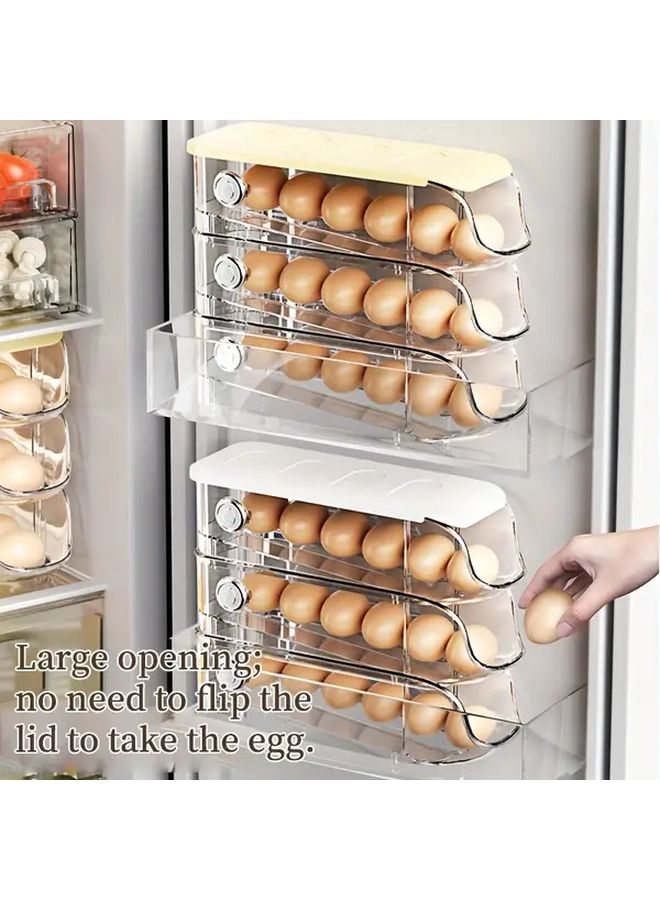 Multi Layer Stackable White Drawer Rolling Egg Storage Box For Refrigerator Door 1pc - Image 4