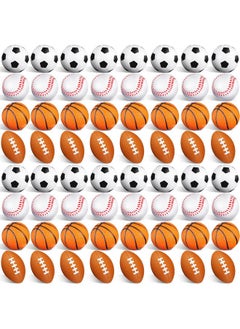 Civaner 100 Pieces Mini Stress Balls Sports Foam Balls Bouncy Foam Balls Including Basketball Soccer Ball Baseball Football For Sports Party Favors Mini Footballs Party Favors  - Image 1