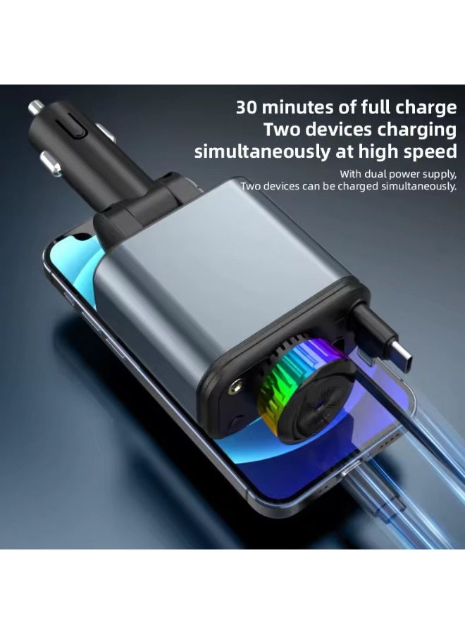5-in-1 Retractable USB C Car Charger with Aromatherapy Diffuser and Starlight Projector, Dual Port Fast Charging Adapter - Image 5