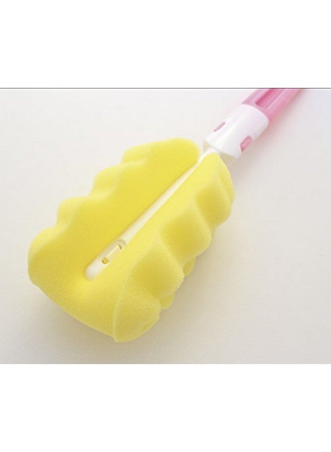 MooMoo Baby MoomooBaby Triple Baby Bottle Cleaner Brush Set - Includes Baby Bottle Brush Cleaner, Nipple Brush & Straw Cleaning Brush - Eco-Conscious Plastic Handle with Non-Slip Grip, Replaceable Sponges - Pink - Image 2