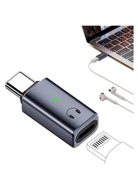 Cpatible for USB C to Lightning Audio Adapter,USB C to Lightning Headphone Converter with Indicator Light,Lightning to USB C Adapter for iPhone 15 Series,MacBook and More USB-C Devices-A