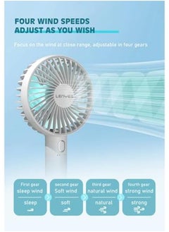Lenyes Lenyes Portable Personal Fan, 4 Gear Settings, 4 inch Blade, 212x105x60mm, USB Charging, White  - Image 5