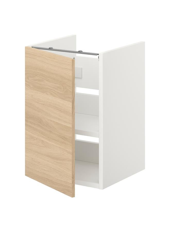erorex Base Cabinet For Washbasin With Shelf/Door, White/Oak Effect, 40X42X60 Cm - Image 1