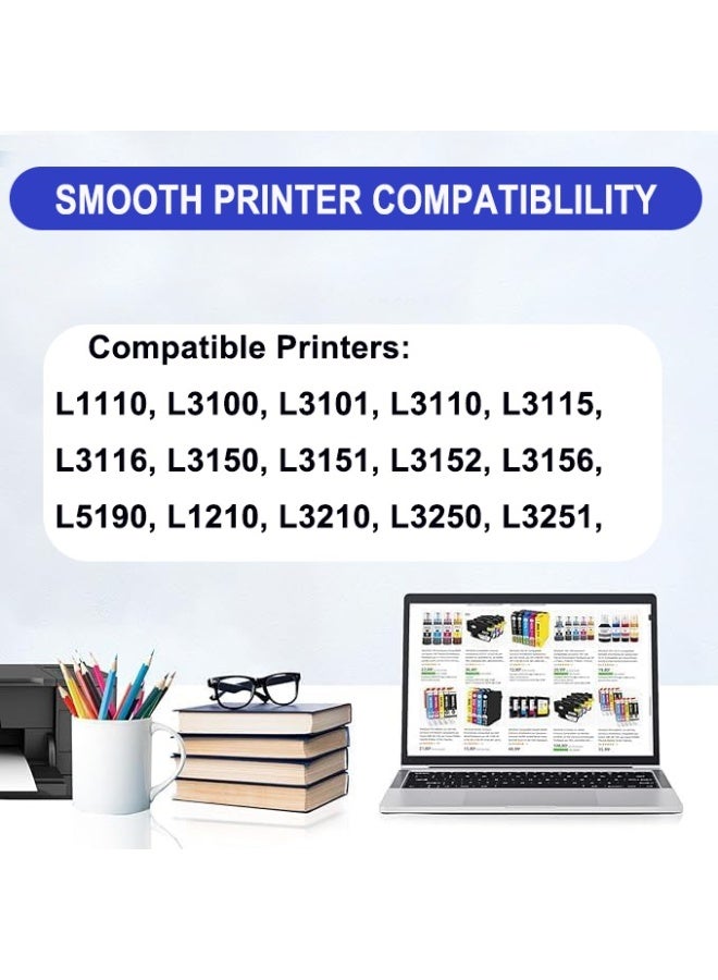 003 Compatible Ink Bottles Replacement, Use with L3110 L3150 L3210 L3250 L1110 L5190 L5290 (4-Pack, 65ml, Black/Cyan/Magenta/Yellow) - Image 4