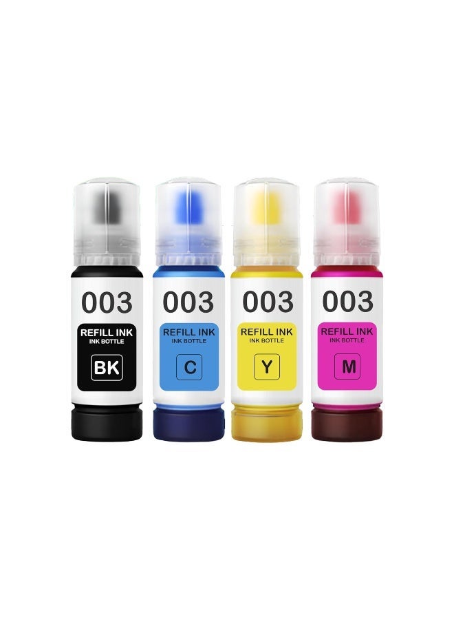 003 Compatible Ink Bottles Replacement, Use with L3110 L3150 L3210 L3250 L1110 L5190 L5290 (4-Pack, 65ml, Black/Cyan/Magenta/Yellow) - Image 1