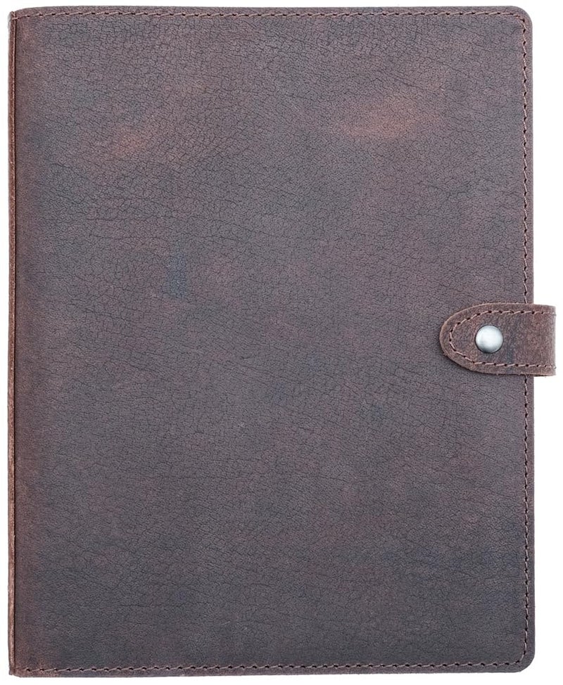 Fan&Ran FanRan Leather Mini 3 Ring Binder for 55x85 Paper 1 Round Rings Interior Pockets Snap Closure Half Letter Size Vintage Brown - Image 2