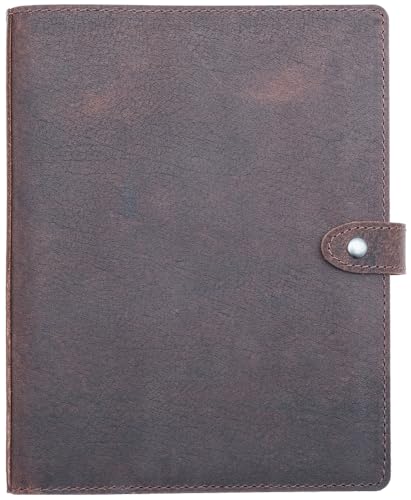 Fan&Ran FanRan Leather Mini 3 Ring Binder for 55x85 Paper 1 Round Rings Interior Pockets Snap Closure Half Letter Size Vintage Brown - Image 1