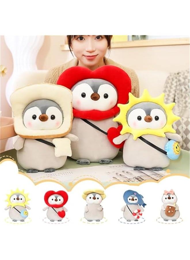 Cute Plush Penguin Stuffed Animal Pillow, 9.8 Soft Kawaii Penguin Plushies with Costume Toast Outfit Gifts for Kids  - Image 5