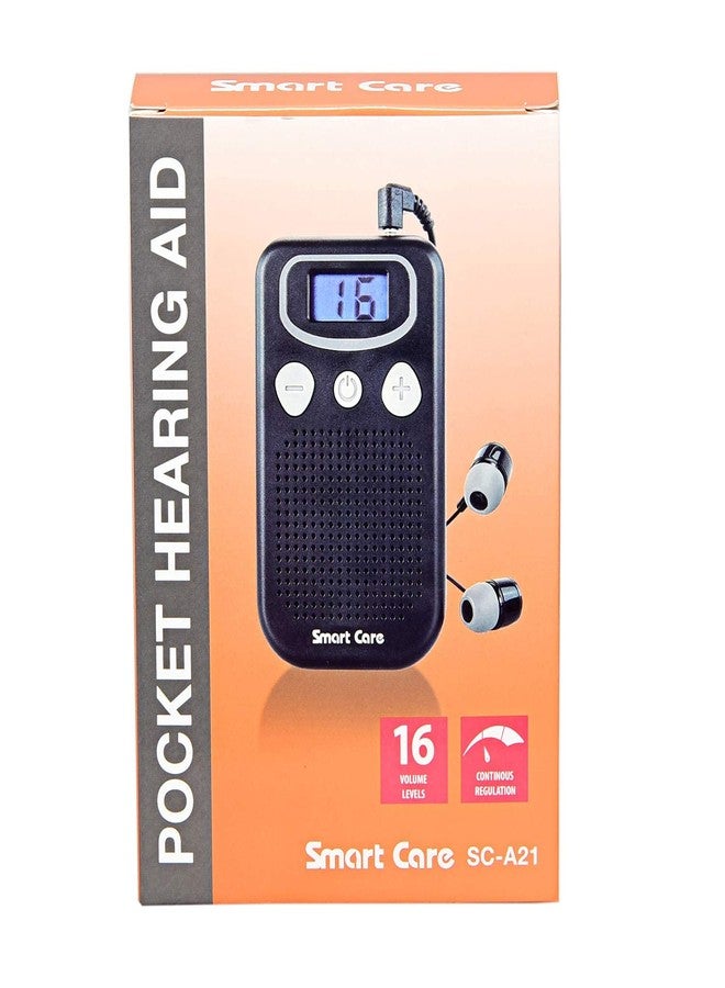 SMARTCARE SC-A21: Compact Pocket Hearing Aid with Earphone for 45db Hearing Loss - Sleek Black Design for Discreet Wear - Image 2