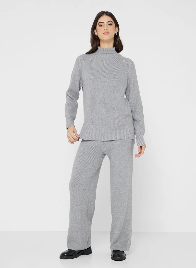 جينجر بيسيكس High Neck Relaxed Fit Sweater & Pant Set