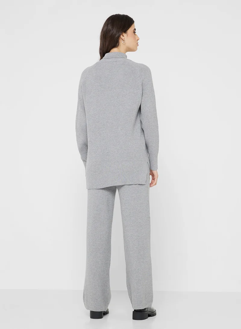 جينجر بيسيكس High Neck Relaxed Fit Sweater & Pant Set