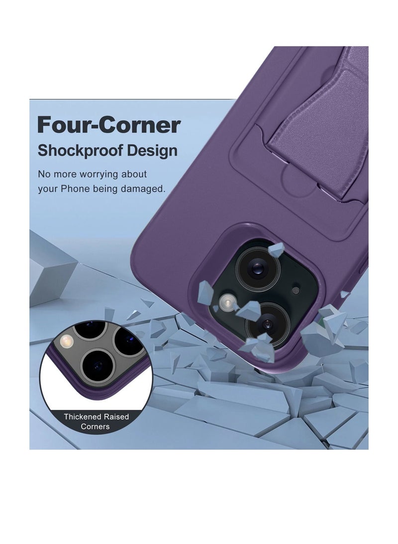 Wtech Silicone TPU With Card Holder Case Cover For Apple iPhone 15 2023 Plum - Image 4