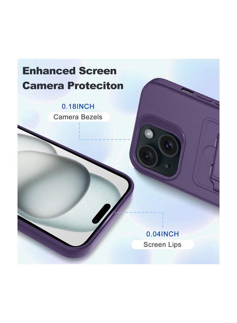 Wtech Silicone TPU With Card Holder Case Cover For Apple iPhone 15 2023 Plum - Image 2